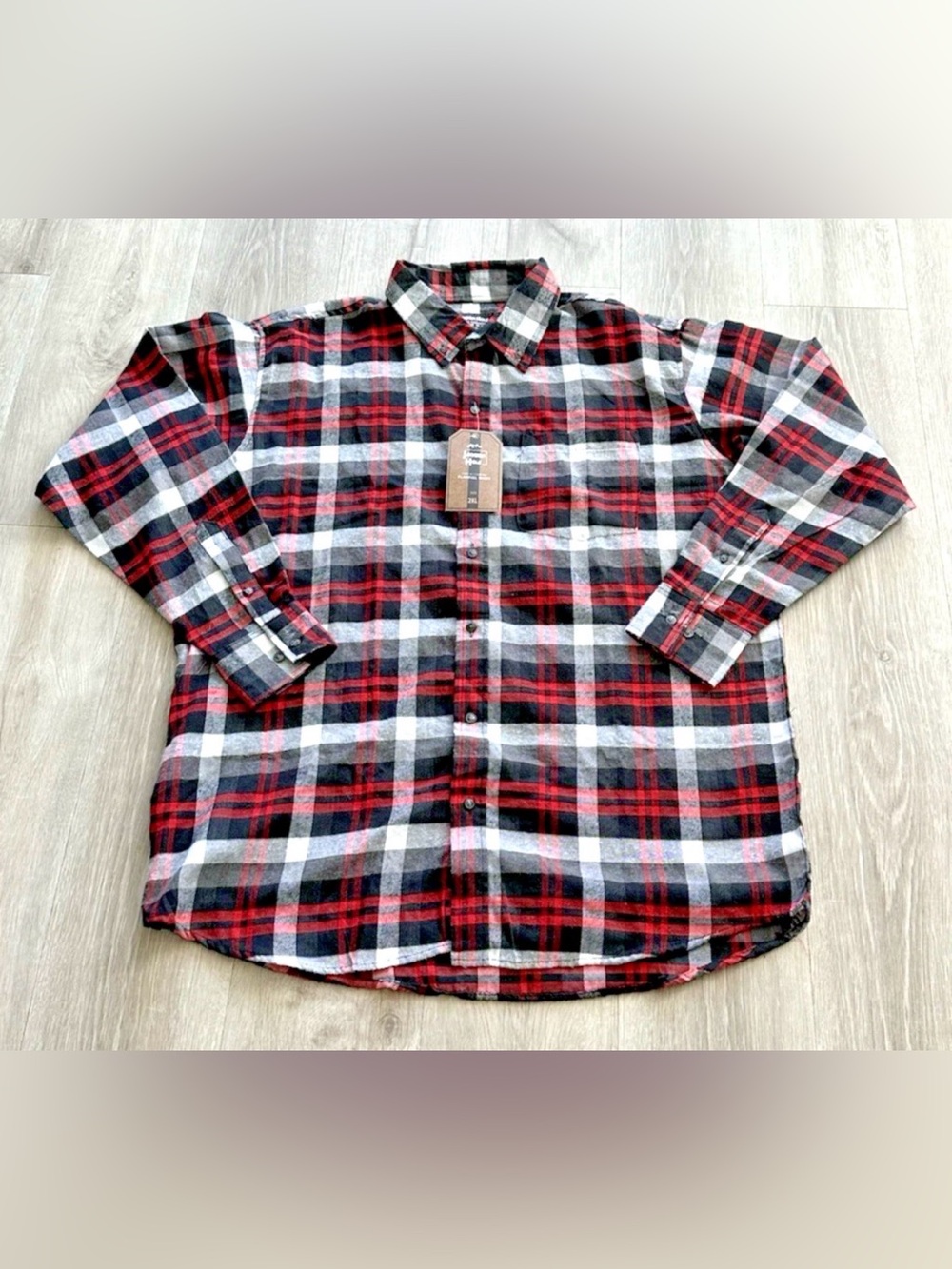 Jackson Hole Flannel Shirt Mens 2XL Red Black Plaid Long Sleeve Button Soft NEW